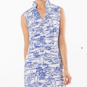 Mahi Gold Schooner Dress - Set Sail in Sailor Blue